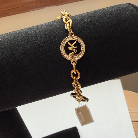 Michael Kors Gold-Tone Chain Bracelet with Logo Charms - Picture 3 of 15